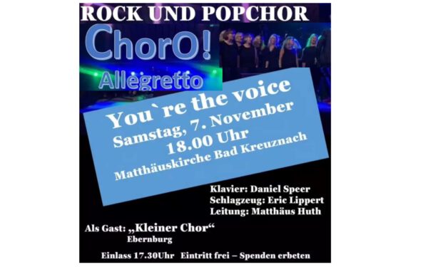Choro! Allegretto lädt zum Konzert „You’re the Voice“ ein