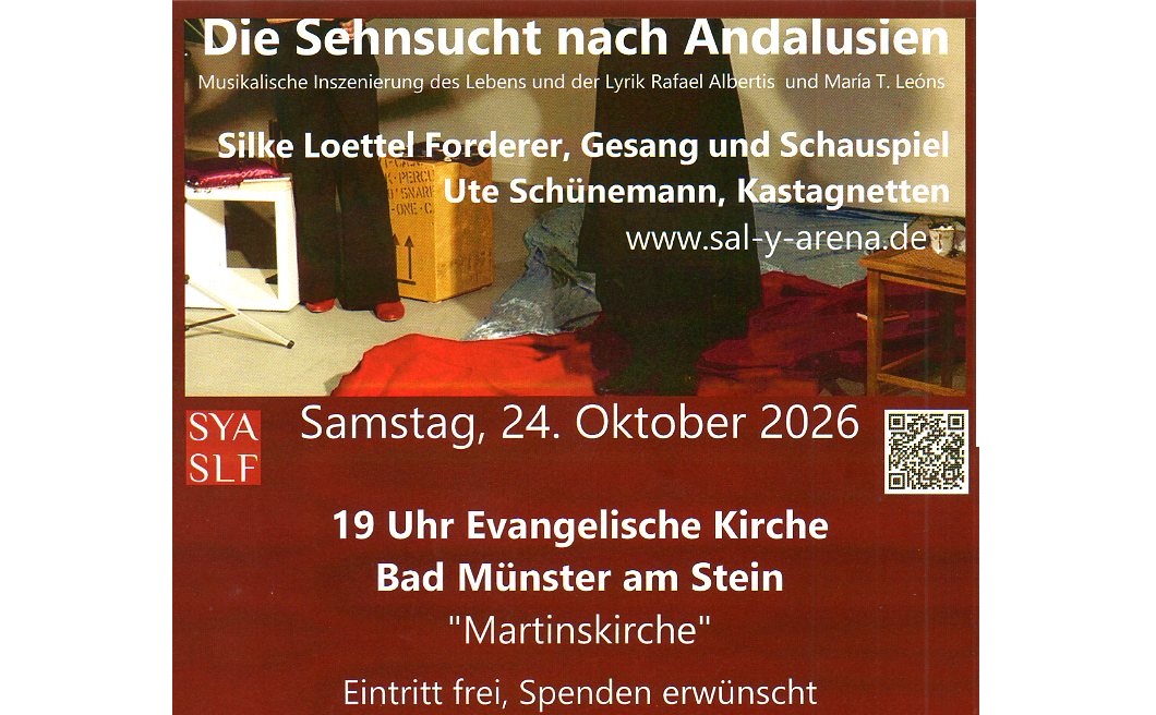 Martinskirche Bad Münster: Am 24.10.26 – 19 Uhr – Musikalische Inszenierung: Die Sehnsucht nach Andalusien